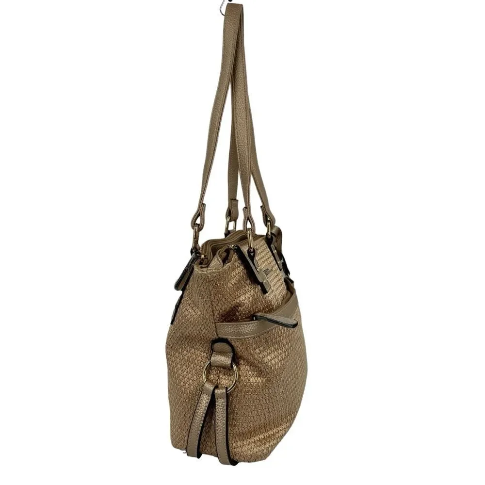 Stone Mountain Metallic Gold Straw Shoulder Bag NWOT